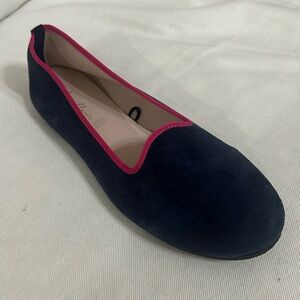 Avellini Navy & Fuchsia Suede Flats Made In Italy